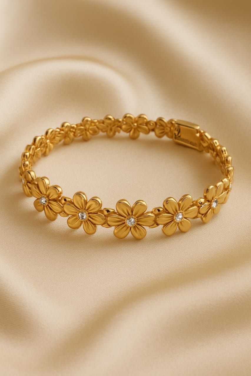 Flower Bracelet Gold Plated