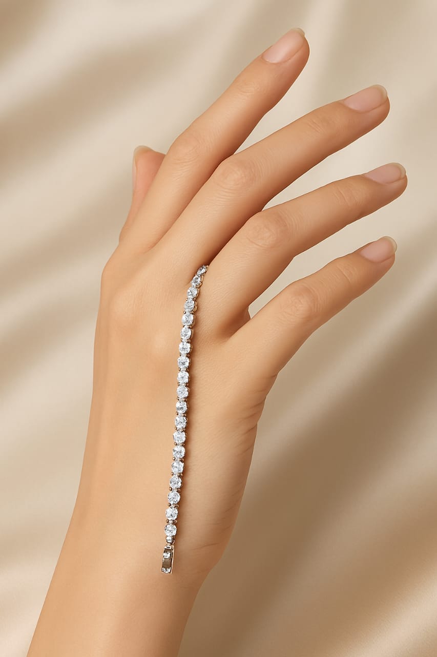 Silver white Stone Chain Bracelet