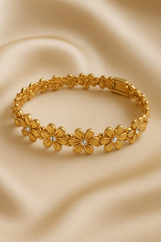 Flower Bracelet Gold Plated